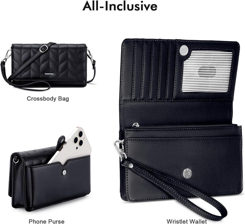 Nuoku Crossbody Bag for Women Cellphone Little Purse with Credit Card Slots Lightweight Leather Wristlet Wallet | Cellphone, Little Purse, Lightweight - Image 3